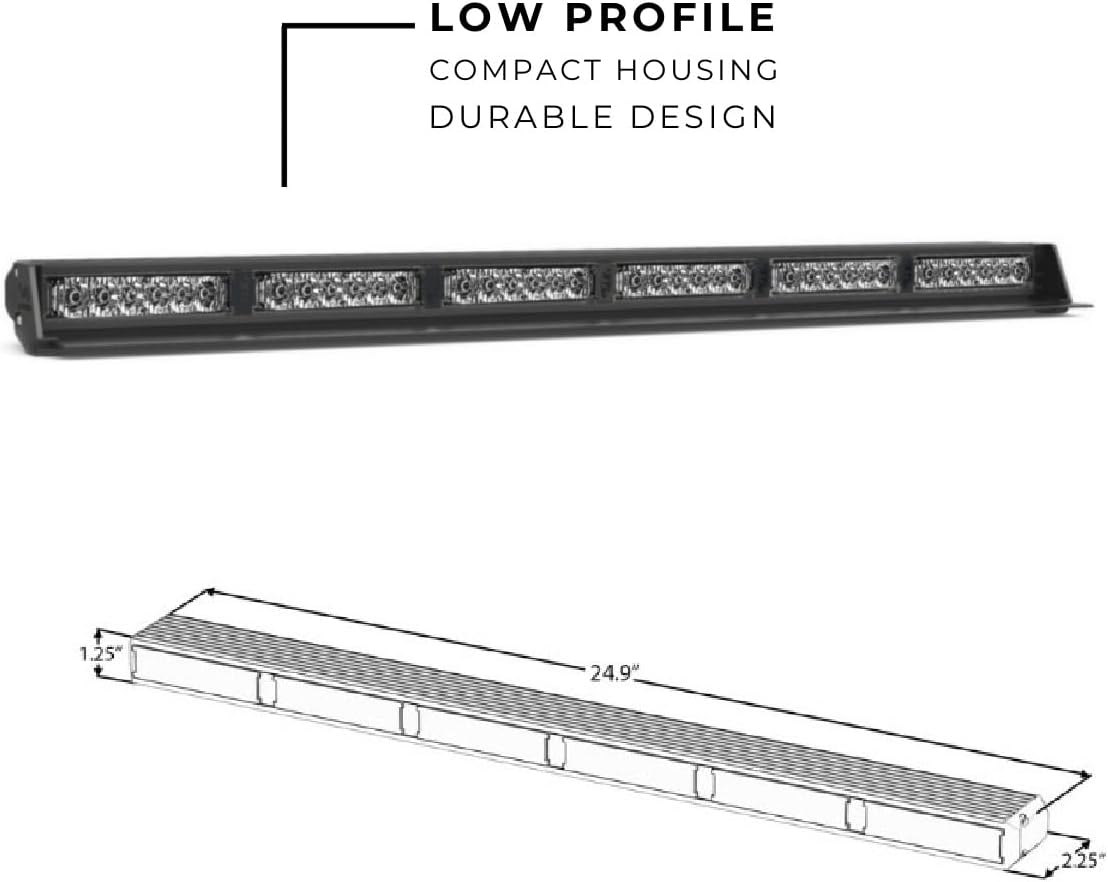 SpeedTech Lights Striker Elite TIR 6 Head LED Strobe Light Bar – 36 LEDs 108W Dash Deck Traffic Advisor Windshield Mount for Police, Security & Emergency Vehicles (Amber/Amber)