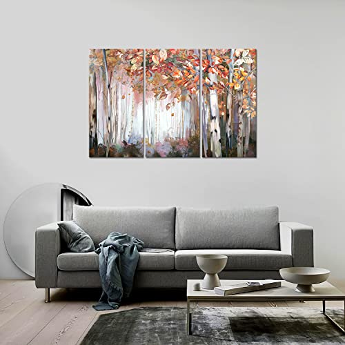Yaynice Birch Tree Wall Art 3 Piece Autumn Forest Picture Canvas Print Modern Abstract Wall Painting Artwork Wall Décor For Bedroom Living Room Bathroom Office #TOP4