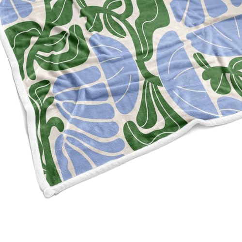 DeeCabin Boho Abstract Colorful Floral Throw Blanket, Vintage Retro Patchwork Blue Green Flower Botanical Geometric Aesthetic Groovy Flannel Throw Blanket for Chair Bed Sofa Couch, 50X60IN by DeeCabin - Used condition - Image 4