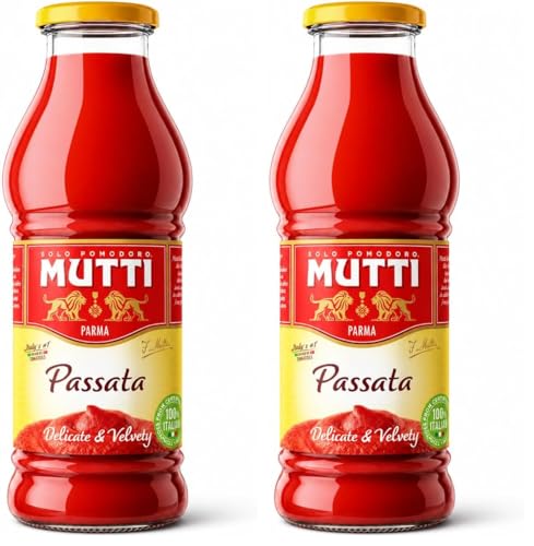 Image of Mutti Parma Passata Di Pomodoro Tomato Puree • Italian Sun-Ripened Tomatoes • Delicate & Velvety, 14.11 oz ℮ 400 g (Pack of 2)