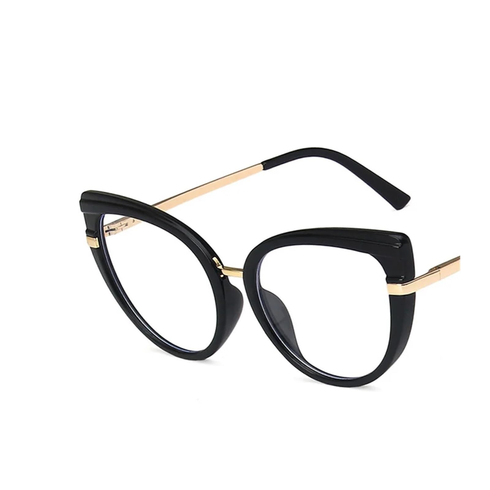 KLJUddGY Cat Glasses Blocking Eyewear Frames Geometric Spectacles for Computer Non Prescription Eyeglasses Fashion Reading Glasses Cateye(Black Clear)