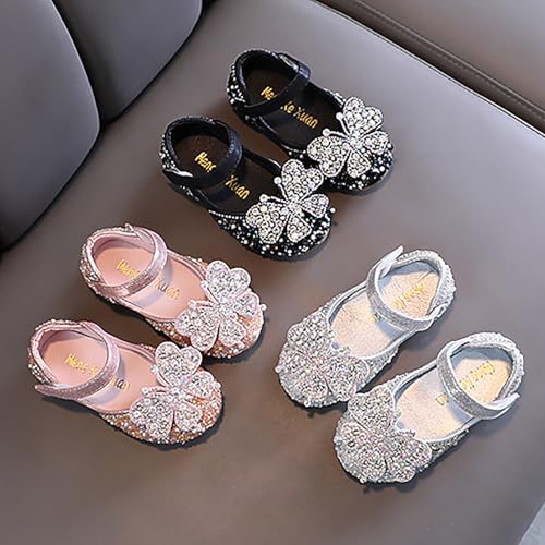 Toddler Dress Shoes Girls Kids Party Wedding Flower Girl Pearl Rhinestone Butterfly Crystal Princess Mary Jane Shoes3