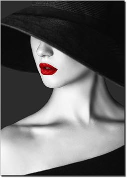 Black White Art Red Lips Sexy Beauty Canvas Paintings Posters Prints Wall Pictures Bedroom Living Room Home DecorD,30x40 cm No Frame
