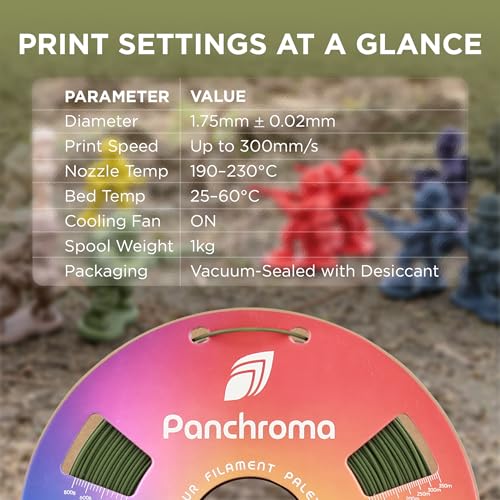 Image of Polymaker Panchroma Matte PLA Filament, Army Dark Green 1.75mm 1kg 3D Printing Filament, Formerly Polyterra Matte, Fits Most FDM 3D Printers, 1kg Spool (2.2lbs)