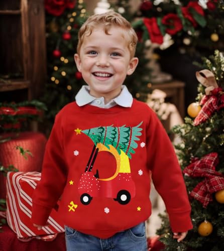 Toddler Boys Christmas Sweatshirt Kids Ugly Xmas Reindeer Santa Holiday Sweater Long Sleeve Crewneck Pullover 2-7T3