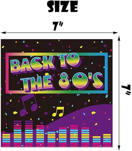 Miniatura 6 de Letromp Suministros para fiestas de los años 80 platos de papel retro multicolor y morado, servilletas y mantel para fiestas de los 80, I Love 80s,