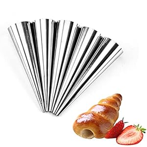 6 stks/set roestvrijstalen spiraalvormige croissants mallen conische buis kegel rolvormen crème hoorn baksel pijpjes…