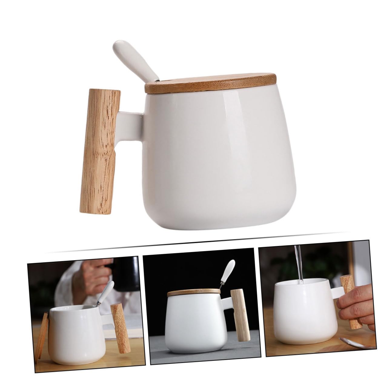 ULTECHNOVO 2 Set Tazza con e da Ergonomico per Latte Colazione e Bevande Calde