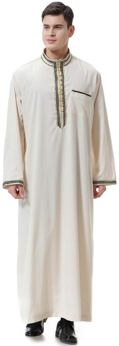 Hombres Kaftan con Estilo Túnica del Desierto Abrigo Árabe Mishlah Sheikh  Moda Completi Royalty Omani Dubai Gulf Negro O Blanco (Color : Y-Beige,  Size : 3XL): Amazon.es: Ropa