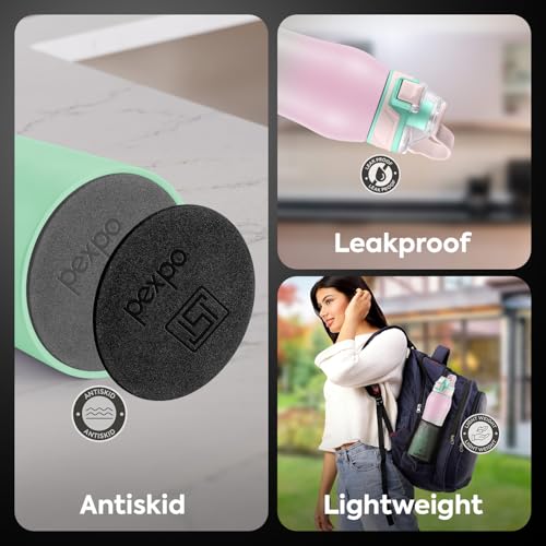 Image of Go24 pexpo Bliss ISI Certified Stainless Steel Fridge /Sports Water Bottle 1 Litre | Flip Top Cap | Single Wall | Leakproof | For Home, Office, Gym, School, Yoga,Hike,Men,Women&Kids - Pink&Green Ombre