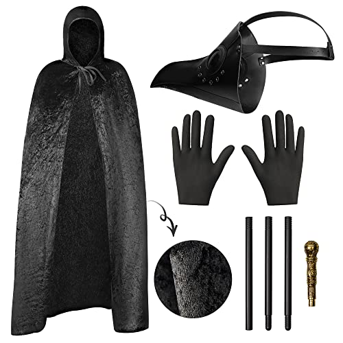 Plague Doctor Costume 4 Piece Set - Plague Doctors Mask Plague Doctor Gloves Plague Doctor Staff and Plague Doctor Robe - Plague Doctor Halloween Costumes for Men - Halloween Plague Doctor Outfit steampunk buy now online
