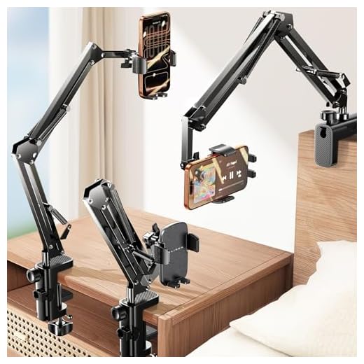 LISEN Gooseneck Phone Holder for Bed Desk [3rd Upgrade] Cell Phone Stand for Desk Bed Gaming Accessories,Gifts for Men Mom Senior Tech Mount for Recording Filming Laying Down Flexible Magic Arm Clamp