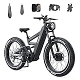 TESWAY X9 Dual Motor Ebike, 26' Fat Tire Full Suspension AWD Electric Bike for Adults, 4000W 40MPH 240NM Fast Electric Mountain Bike, 48V 30Ah 120 Miles Long Range Xterrain E-Bikes