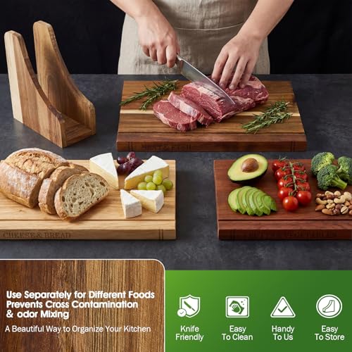 Set de tablas de cortar con soporte de madera miniatura 3