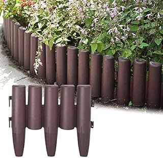 Aufun plastic lawn edging 2.8 m wood look bed edging garden border made of polypropylene, mowing edge bed border palisade garden decorative, 1 element WxHxD: 28x24x1 cm, brown