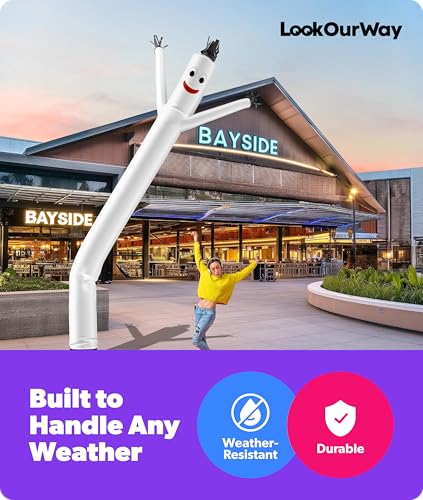Image of LookOurWay Air Dancers Inflatable Tube Man Attachment - 20 Feet Tall Wacky Waving Inflatable Dancing Tube Guy for Business Promotion - Blower Not Included - White