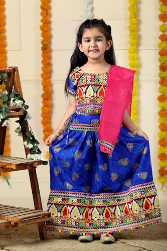 Image of AHHAAAA Kids Embroidered Traditional Ghoomar Lehenga Choli |Chania Choli|Radha Dress|Navratri /Dandiya /Garba Dress with Dupatta for Girls Y0040