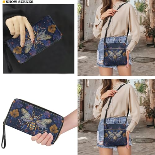 Womens Crossbody Shoulder Bag with Wallet Set Leather Cross Body Sling Purse Wristle Wallet for Shopping3