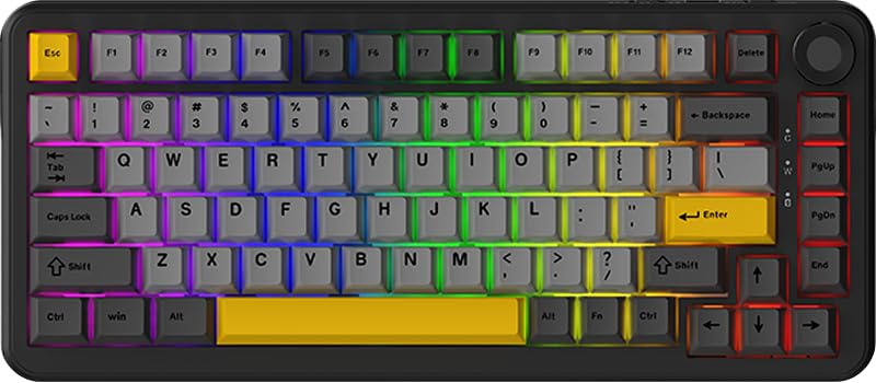 Image of URX x AJAZZ AK820 MAX Plus Mechanical Keyboard | 75% Wireless Gaming Keyboard RGB Backlit | Bluetooth 5.0, USB-C, 2.4GHz | Hot Swappable Switches | 8000mAh Battery | Starry Night Grey