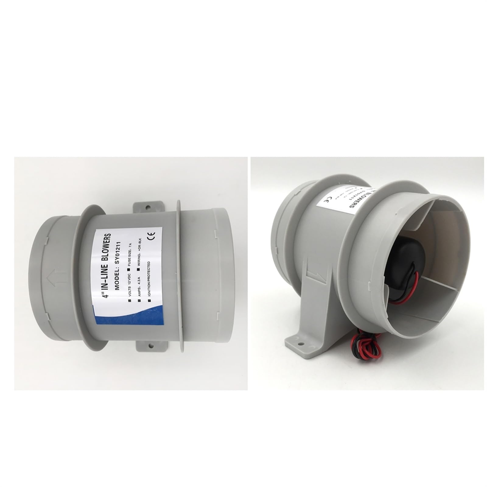 2x Marine Electric Turbo In Line Bling Blower 4 pollici 100mm Diametro 12V-Impermeabile Soffiatore di linea per uso marino