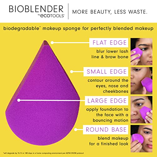 Ecotools Bioblender Duo, Compostable Makeup Blending Sponges, For Liquid & Cream Foundations, Eco Friendly Makeup Sponges For Natural Looking Skin, Sustainable, Cruelty-Free & Vegan, 2 Count #TOP1