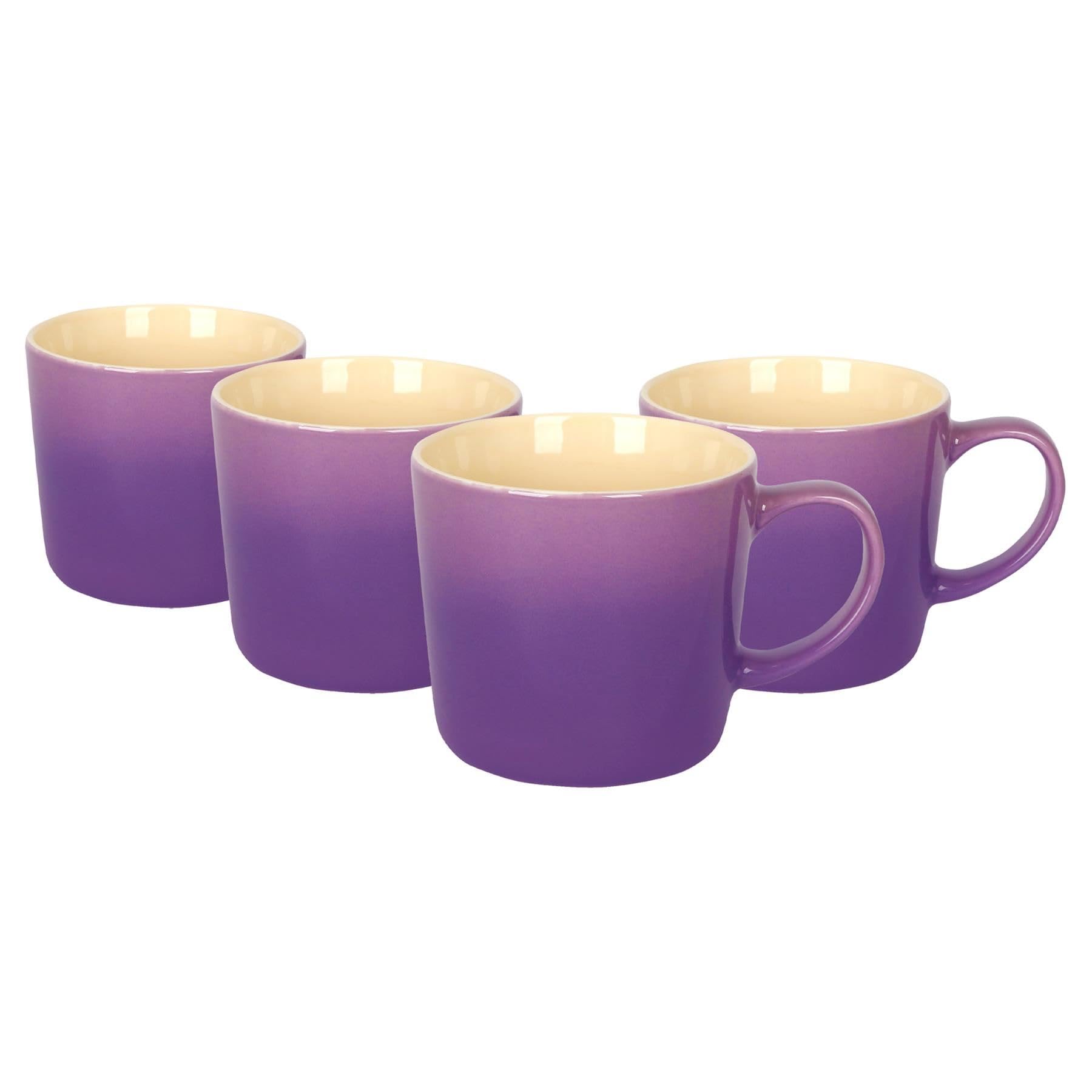 Argon Tableware Purple Ombre Coffee Mug 330ml - Pack of 4 - New Bone China Tea Mug, Vegan Friendly Ceramic Cup, Glazed Stoneware Style Drinkware, Microwave Dishwasher Safe