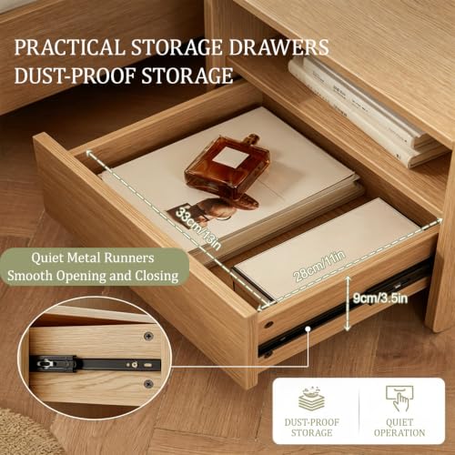 Table de chevet avec tiroirs jaune au design compact et facile à installer - 7