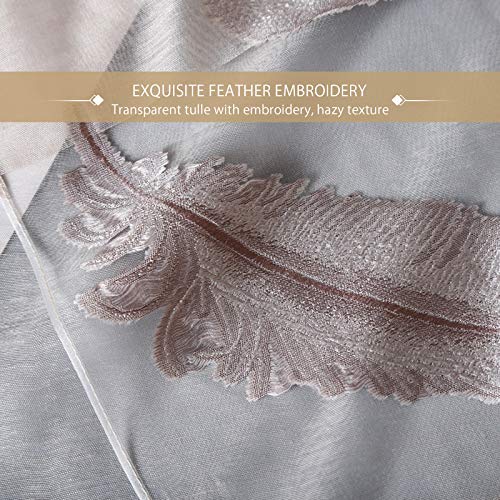 Fashion Organza Scarf Shawl Women Exquisite Feather Embroidery Transparent Tulle Lightweight Silk Scarf Spring2