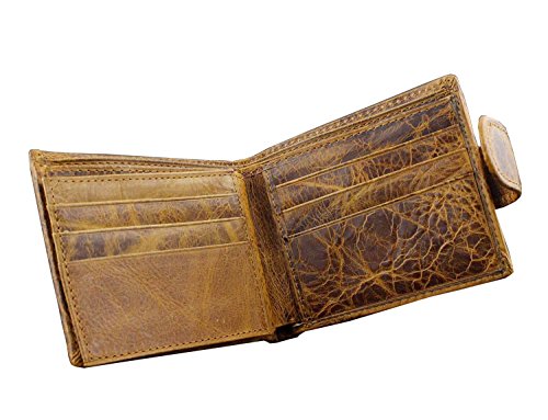 Genuine Leather Men's Wallet Wolf Vintage Bifold Cowhide Purse Money Clip #TOP5