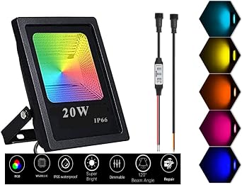 LED Flood Lights;20W Smart WS2811 led Full Color Pixel RGB Flood Light, led addressable Pixel floodlight; DC12-24V Input IP65; for Outdoor Decorative/Garden/Stage Lighting 1PCS-WS2811-20W
