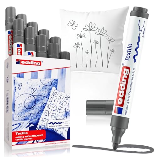 Feutre textile Edding 4500 gris pour fixer vos dessins sans bavure au lavage à 60 °C