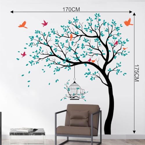 Image of Rawpockets Blue Tree with Birds and Cage
