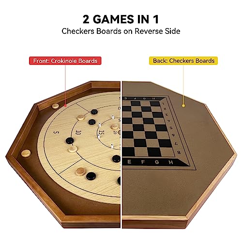 Juego de mesa Crokinole de 30 pulgadas madera miniatura 5