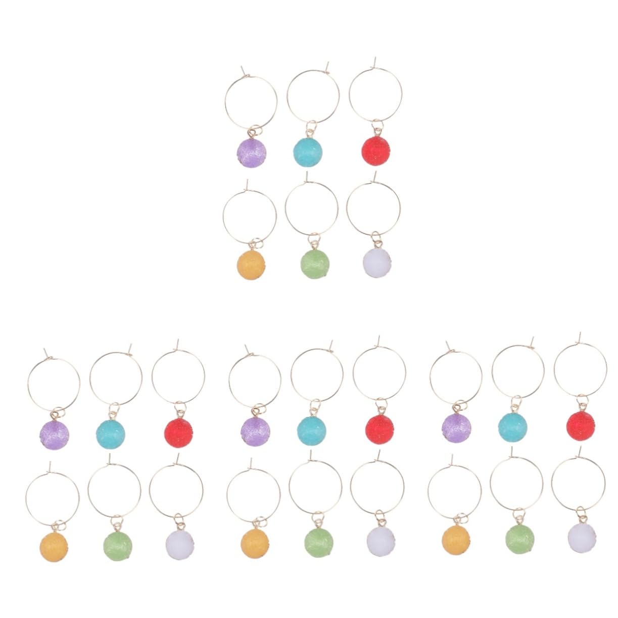 Cabilock 4sets Colorful Crystal Wine Cup Pendants Wine Charms for Party Drink Markers for Weddings Barbecues and Gatherings 6pcs*4