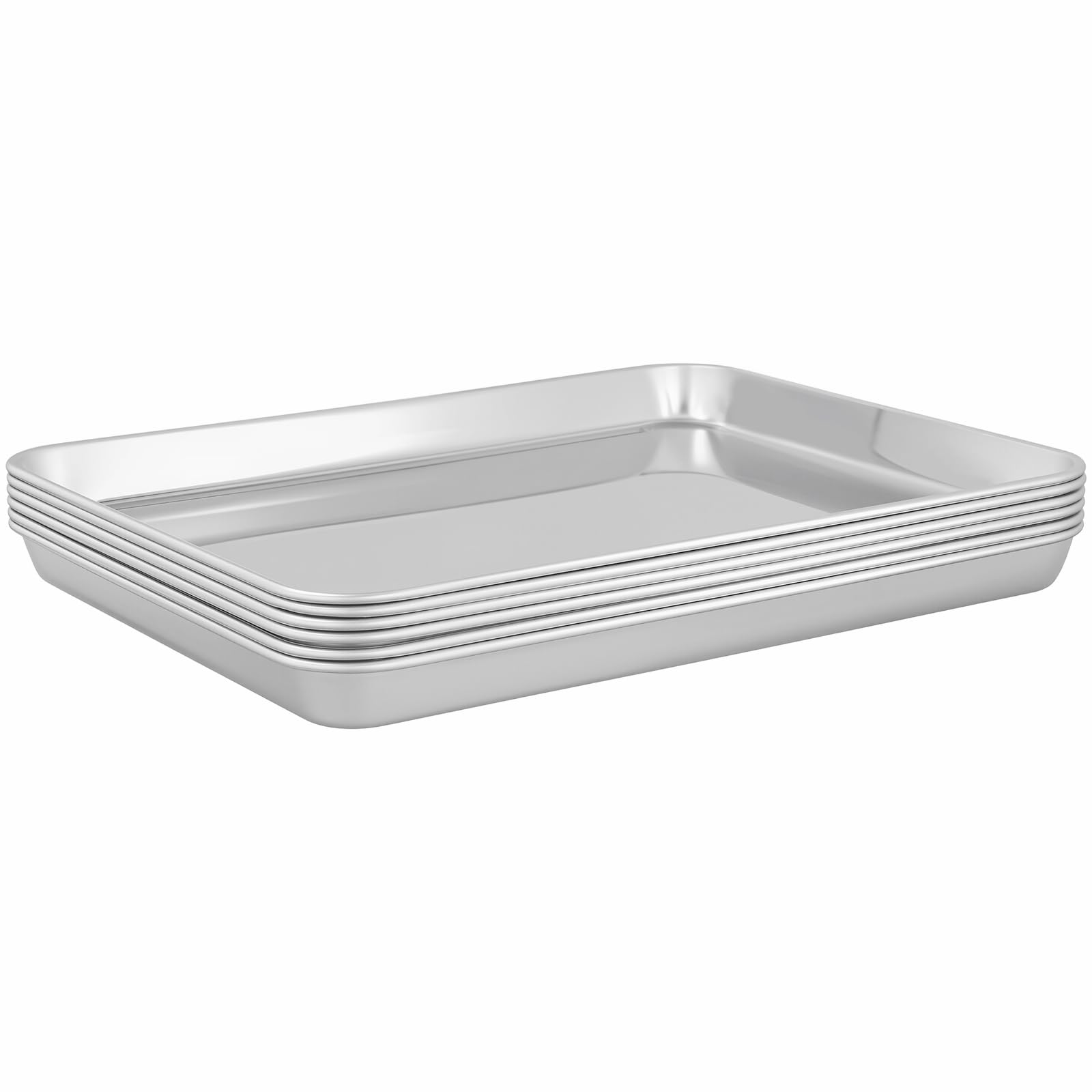 LEXININ 6 teglie da forno in acciaio inox, grandi fogli da forno in metallo per cucinare arrosti, 31,5 x 24,5 x 2,5 cm