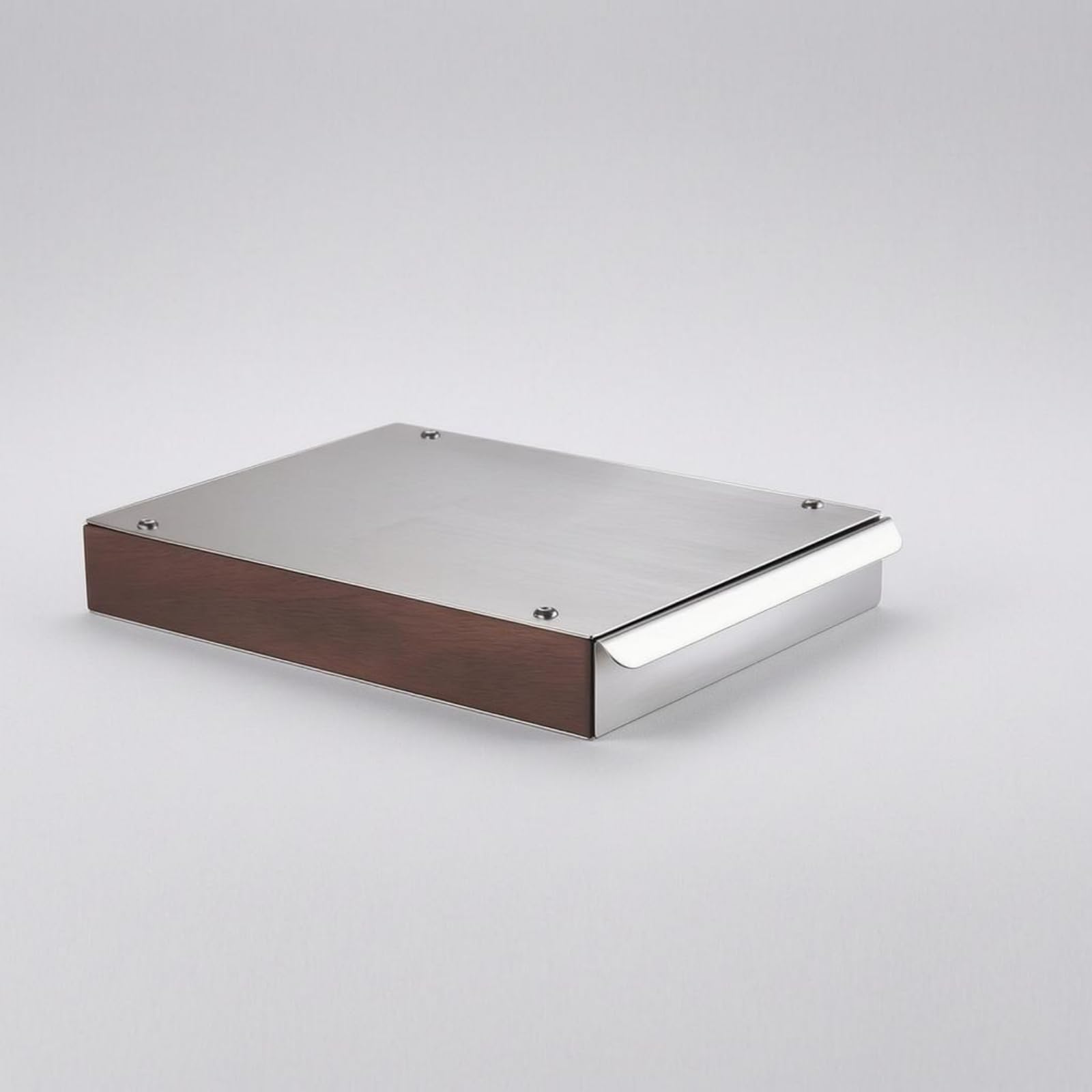 MagiDeal Contenedor de Posos de Café Caja de Posos Cajón Depósito Portafiltros Golpeo de Café en Estructura de Madera y Acero Diseño Rectangular Compacto, Nogal + Negro