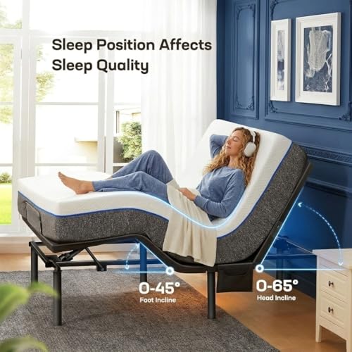 Image of Pipishell Queen Massage Adjustable Bed with 10 Inch Mattress, Smart Electric Bed with Head and Foot Incline, Zero Gravity Bed Frame, Wireless Remote, 4 USB Ports, LED Night Light