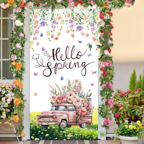 Amazon.com: Summer Spring Welcome Door Cover Decoration Eucalyptus ...