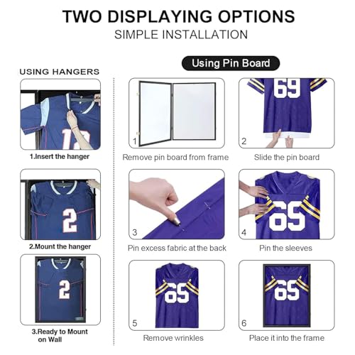 Image of Jersey Frame Display Case 4 Pack - Jersey Display Case Jersey Shadow Box with Uv Protection Acrylic and Hanger for Baseball Basketball Football Soccer Hockey Sport Shirt and Uniform,Black Finish