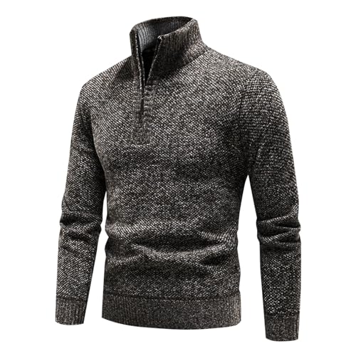 Men's Quarter Zip Sweaters Knitted Mock Neck Long Sleeve Pullover Sweater Tops Casual Solid Long Sleeve Sweater