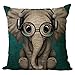 Nunubee Éléphants Colorés Housse de Coussin Lin 45 x 45 cm Taie d'oreiller de Décoration de la Maison Voiture Lit Canapé, Modèle 40
