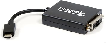 Plugable USB C to DVI Adapter - Standardize Legacy DVI Displays Across Modern USB-C Laptops Without Drivers - Compatible with M1/M2/M3/M4/M5 Mac and Windows PCs