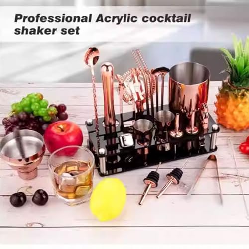 Set coctelera 24 piezas oro rosa con soporte acrílico miniatura 5