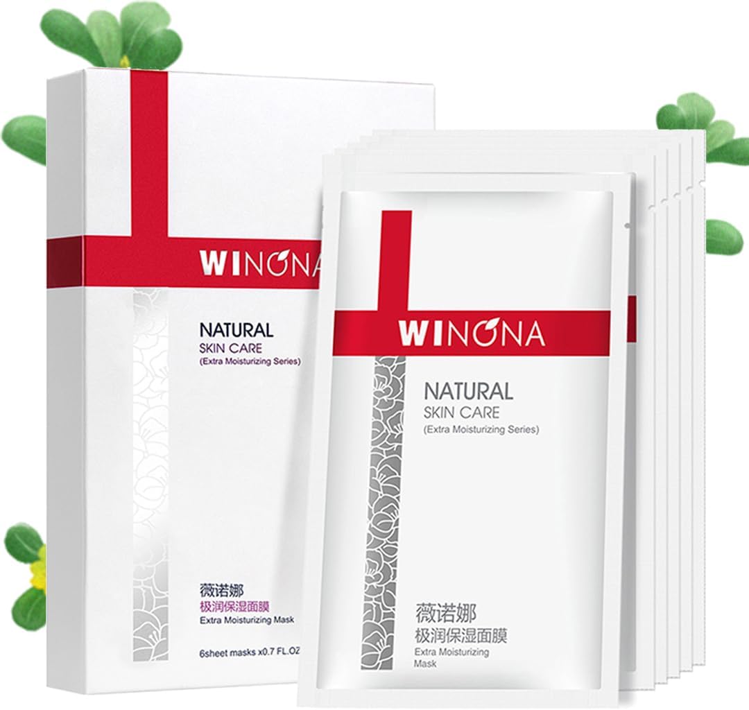 WINONA Extra Moisturizing Mask, Deep Hydration and Moisturizing, A Beauty Mask for All Skin Care Types,Hypoallergenic & Paraben-Free,20mlx6