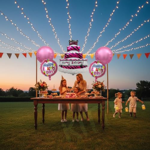 Image of KITTER Big Cake Shape Foil Balloon For Birthday | Princess Theme Cake Foil Balloons For Girls Birthday Decorations | Girls Birthday Decoration & Party Supplies (Cake Theme)