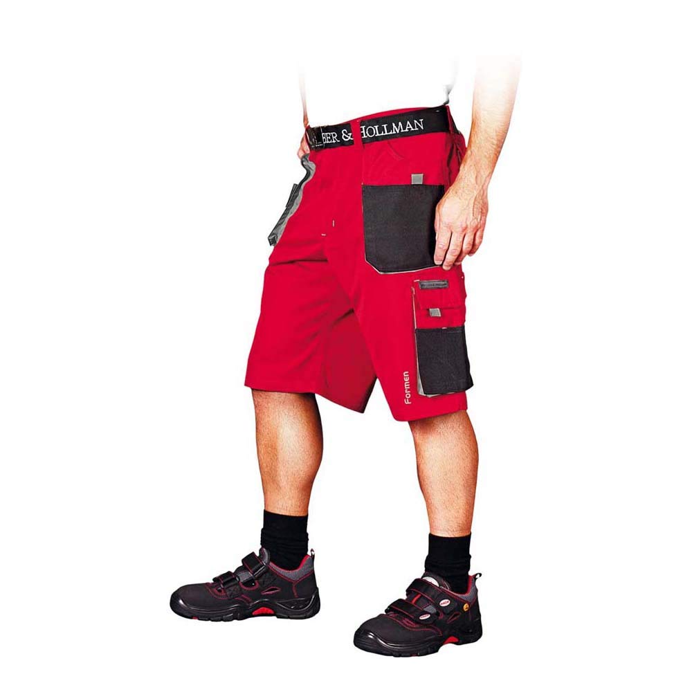 Leber&Hollman LH-FMN-TS_CBSXXXL Formen Protective Short Trousers, Red-Black-Grey, XXXL Size