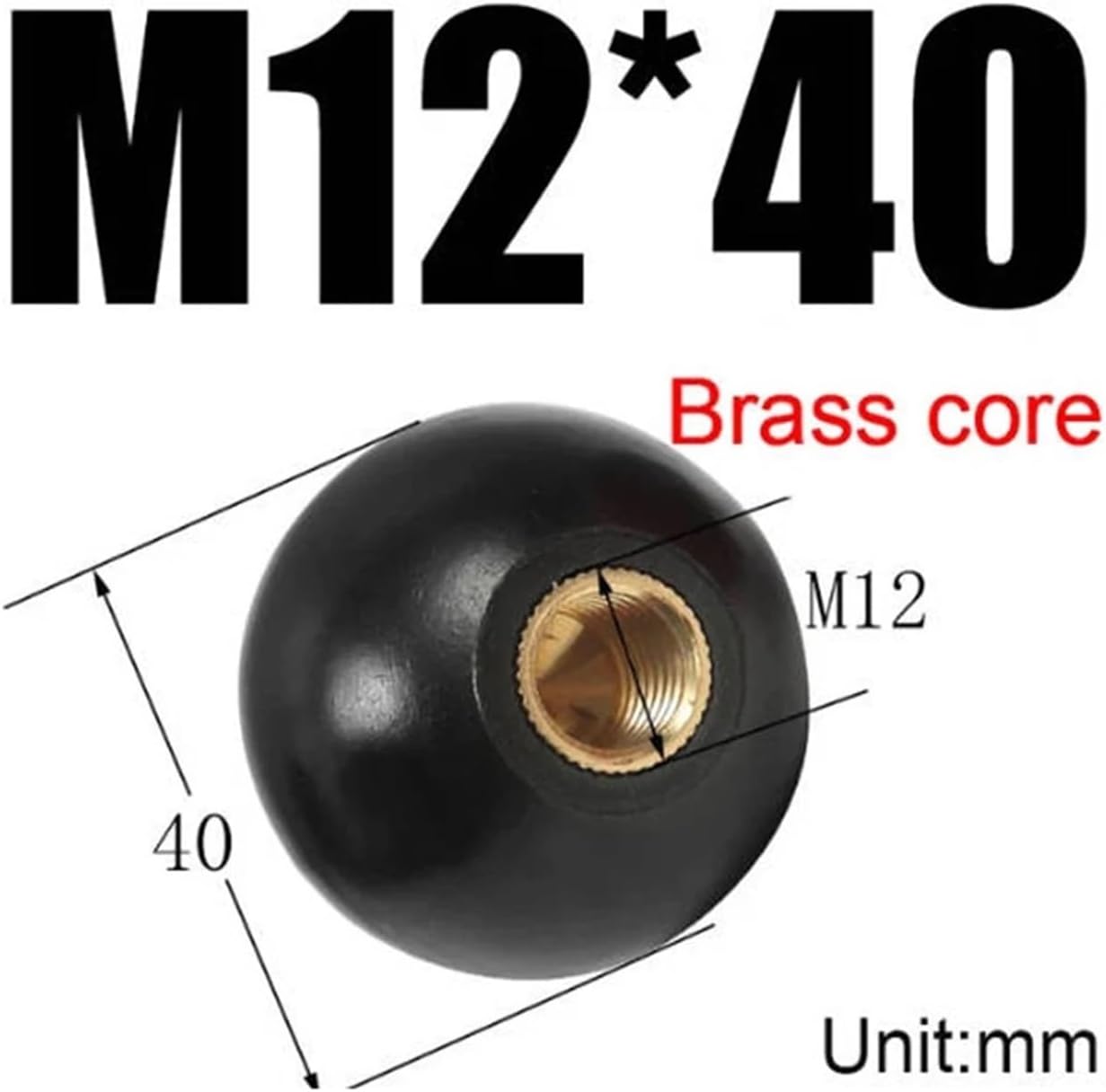 Machine Tool Handle Ball Nut for Lathe Mechanical Equipment Bakelite Ball Brass Core Power Tools Accessories Handle Ball Nut(M10 35Black)