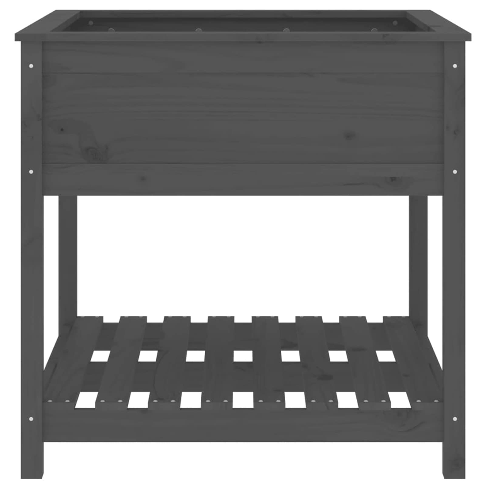 Fioriera con Mensola Grigia 82,5x82,5x81 cm Legno Massello Pino,Letto per Orto Rialzato in Legno Orto Pensile Urbano con Ripiano Inferiore per Piante da Giardino