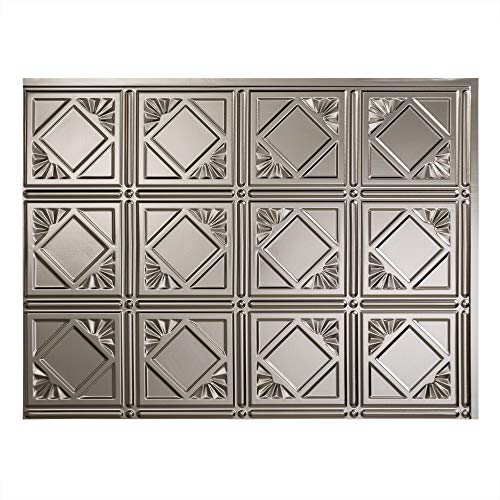 FASÄDE Traditional Style/Pattern 4 Decorative Vinyl Backsplash Panel in Brushed Nickel (One 18