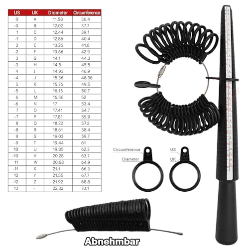Ring Schmuck Sizer Tools Set, 11-Teiliges Ringgrößenmesser, Schmuck Sizer Tools Set Gauge Schmuck Werkzeug mit Gummihammer Kunststoff, Ring Sizer, Messgerät für Schmuck Messen